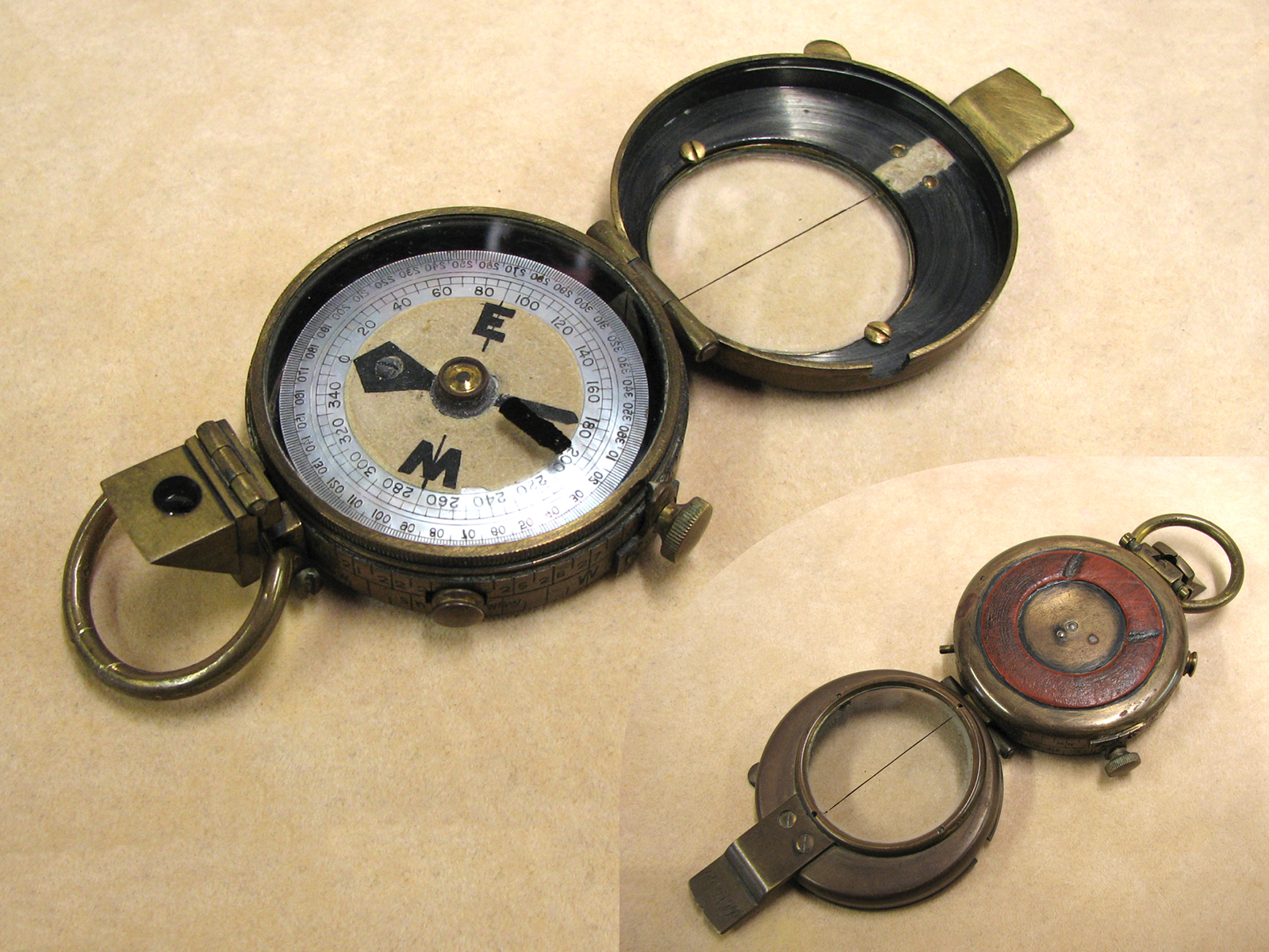WW1 era Verner's Pattern MK VI prismatic marching compass owned by J A Street